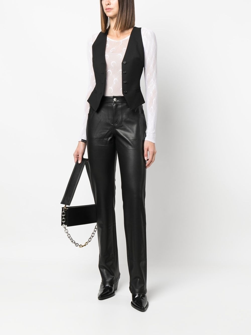 faux-leather straight-leg trousers - 2