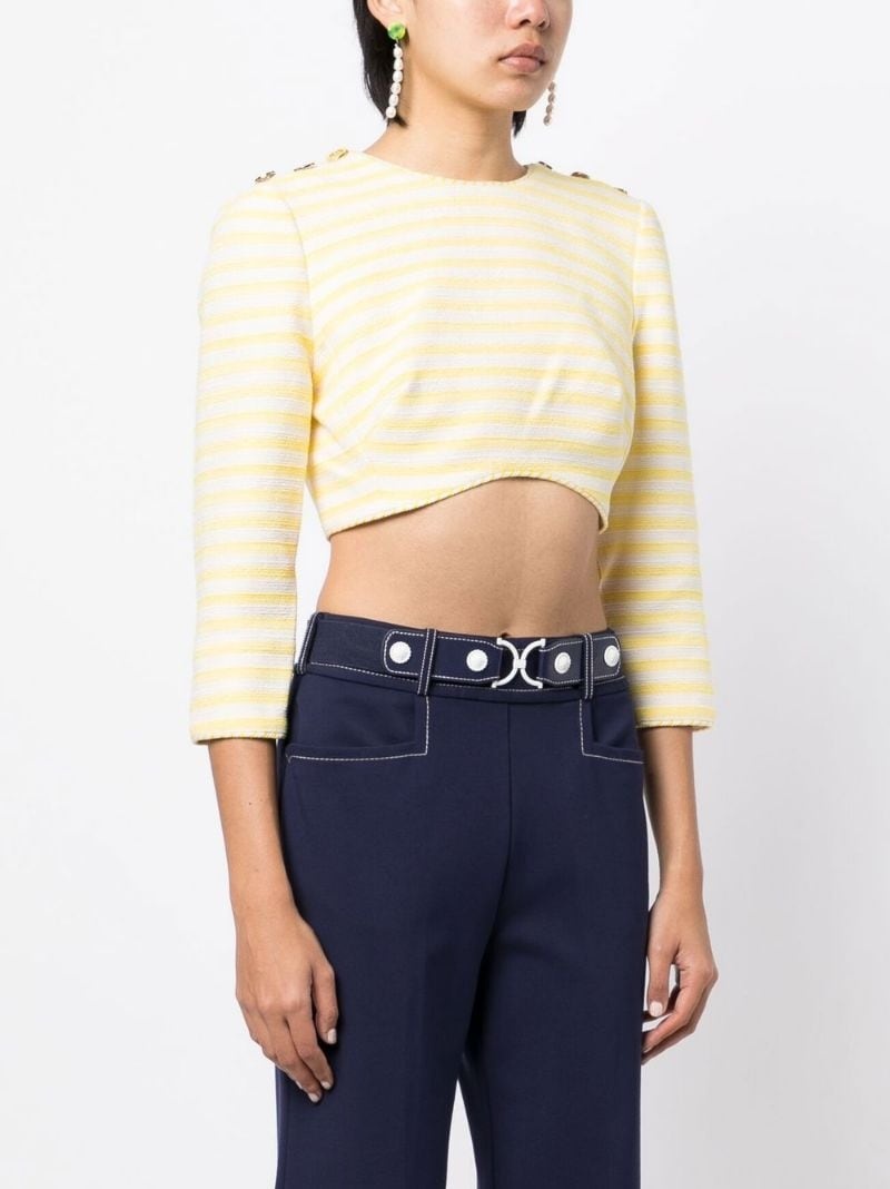 embroidered-striped cropped top - 3