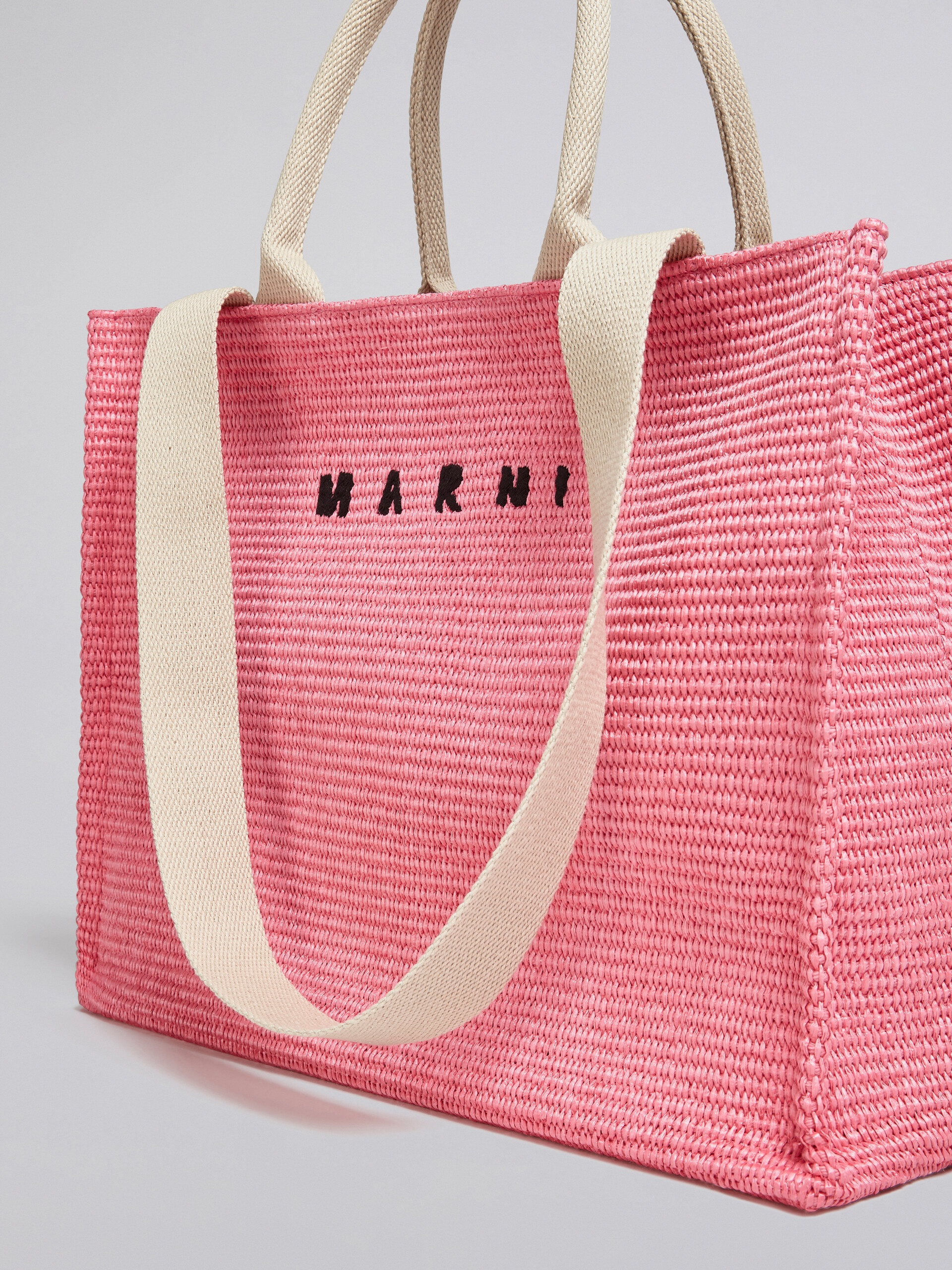 LARGE PINK RAFFIA TOTE BAG - 4