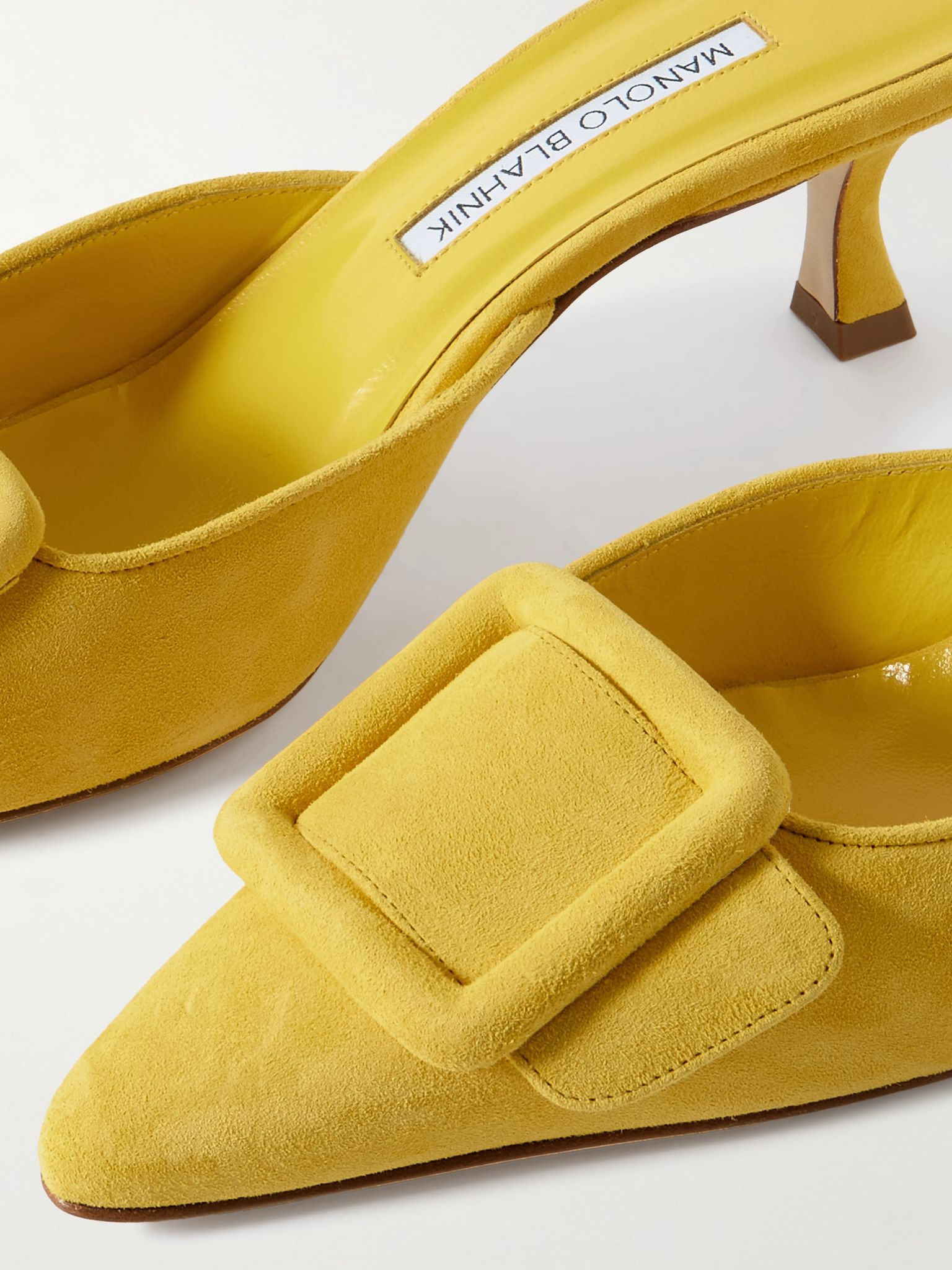 Maysale 50 buckled suede mules Yellow - 4