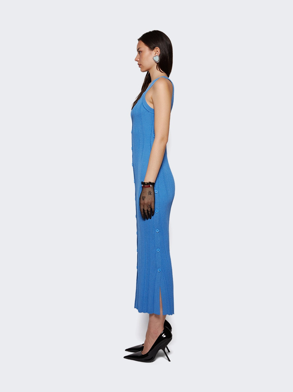 Ellis Dress In Column Rib Blue - 3
