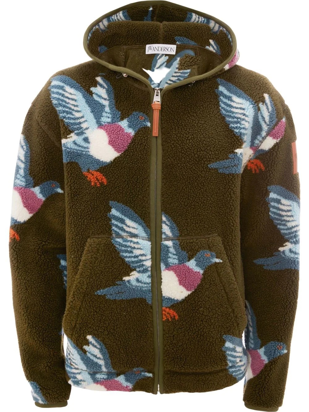 pigeon-pattern zip-fastening hoodie - 1