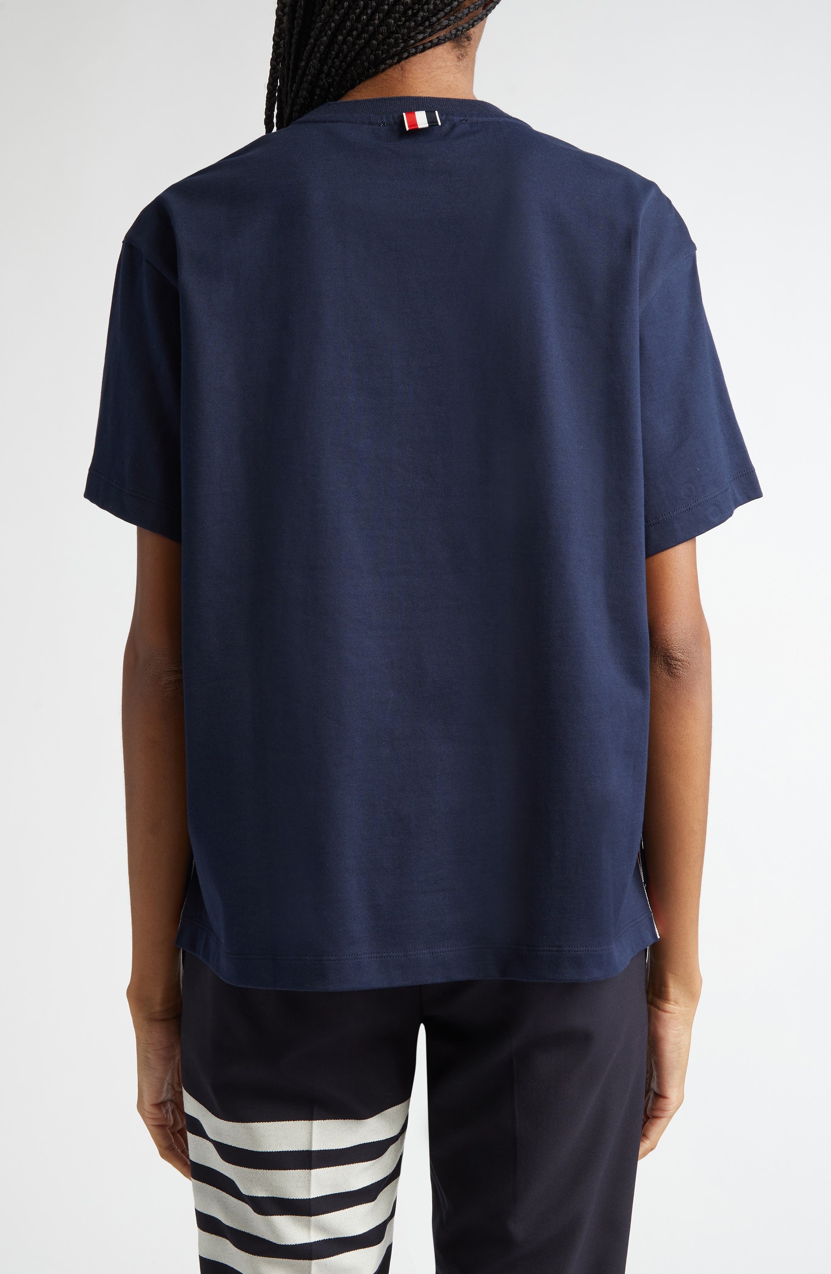 Thom Browne Medium Weight Cotton Jersey Boxy Pocket Tee in Navy at Nordstrom - 2