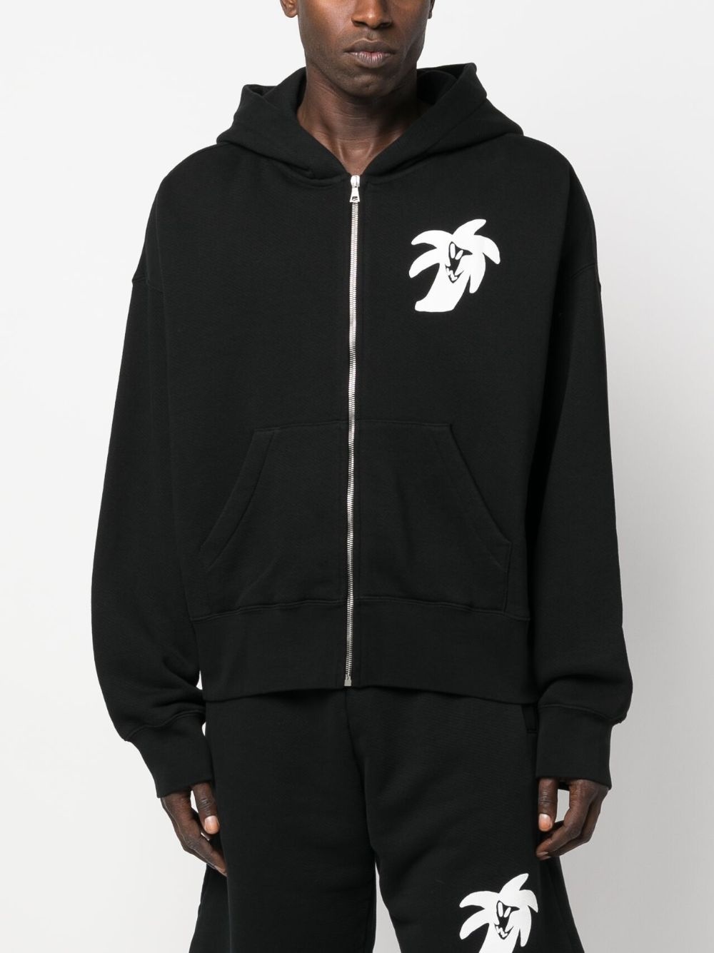logo-print zip-up hoodie - 3
