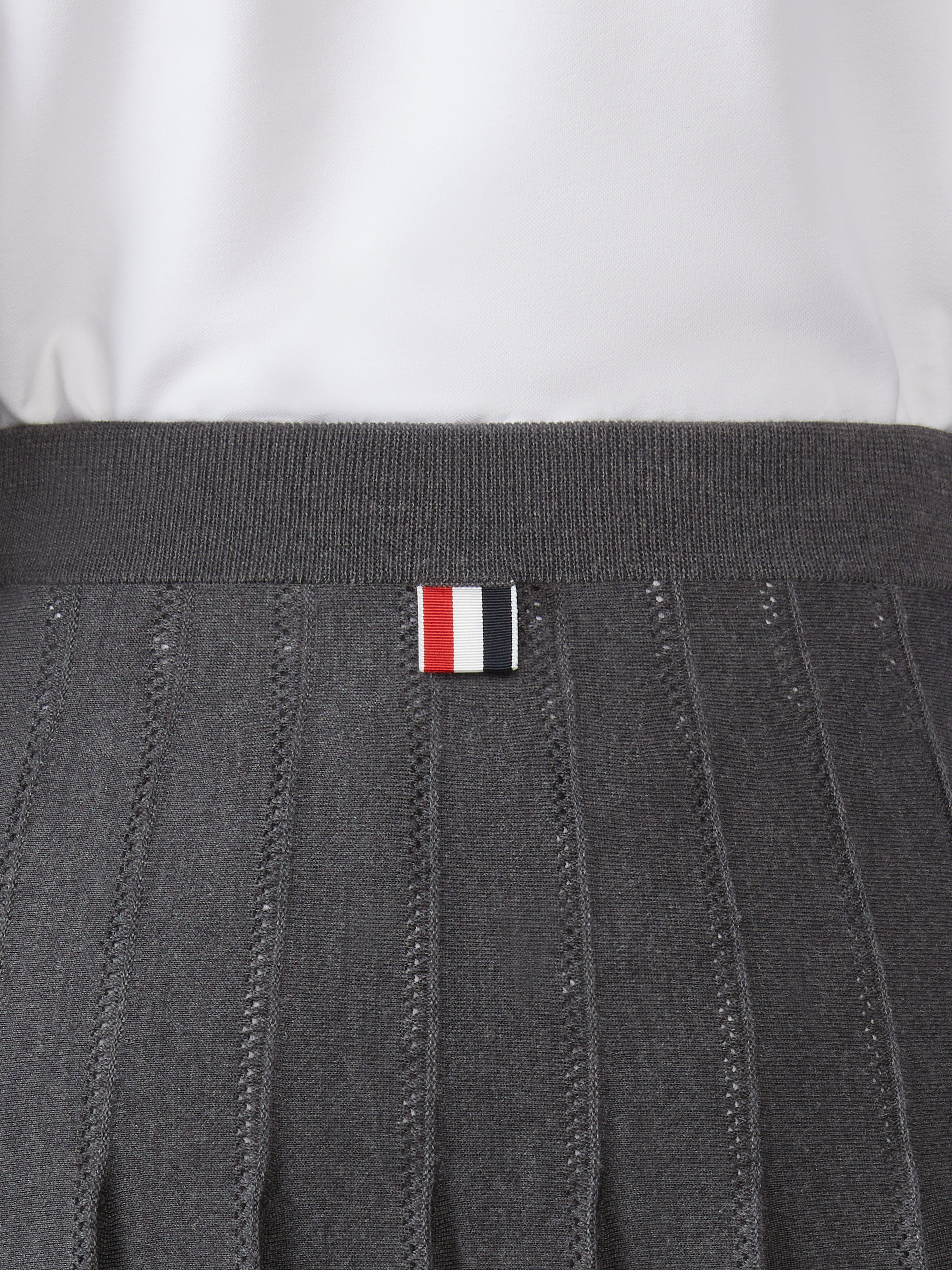 WOOL SILK POINTELLE PLEATED SKIRT - 6