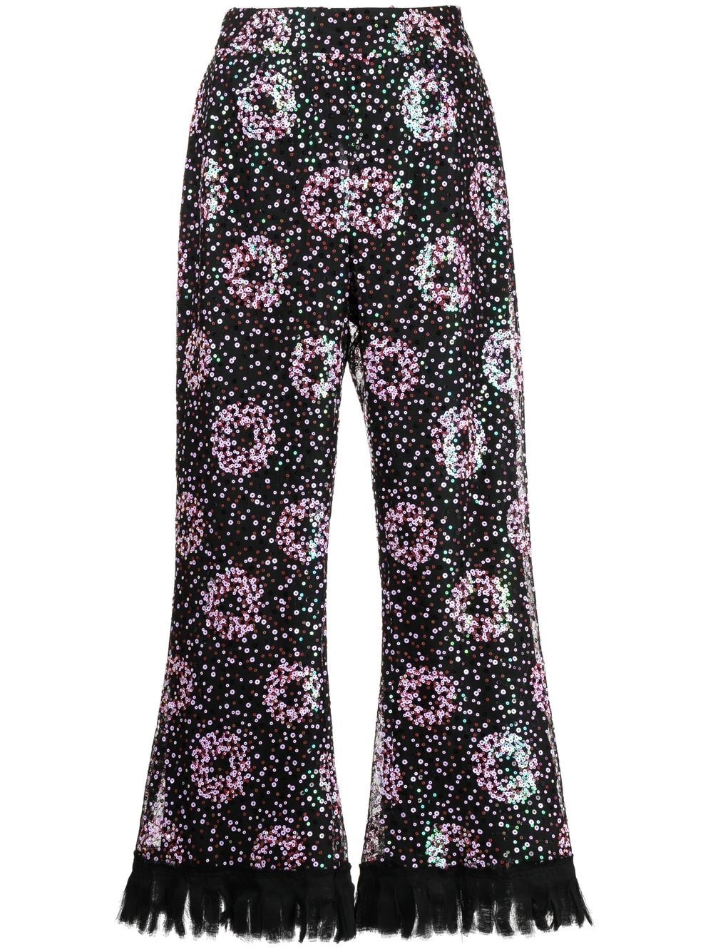 cropped sequin-embellished trousers - 1