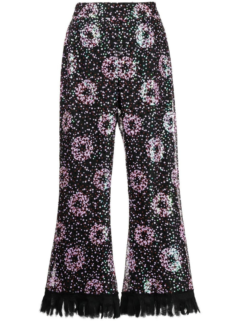 cropped sequin-embellished trousers 1