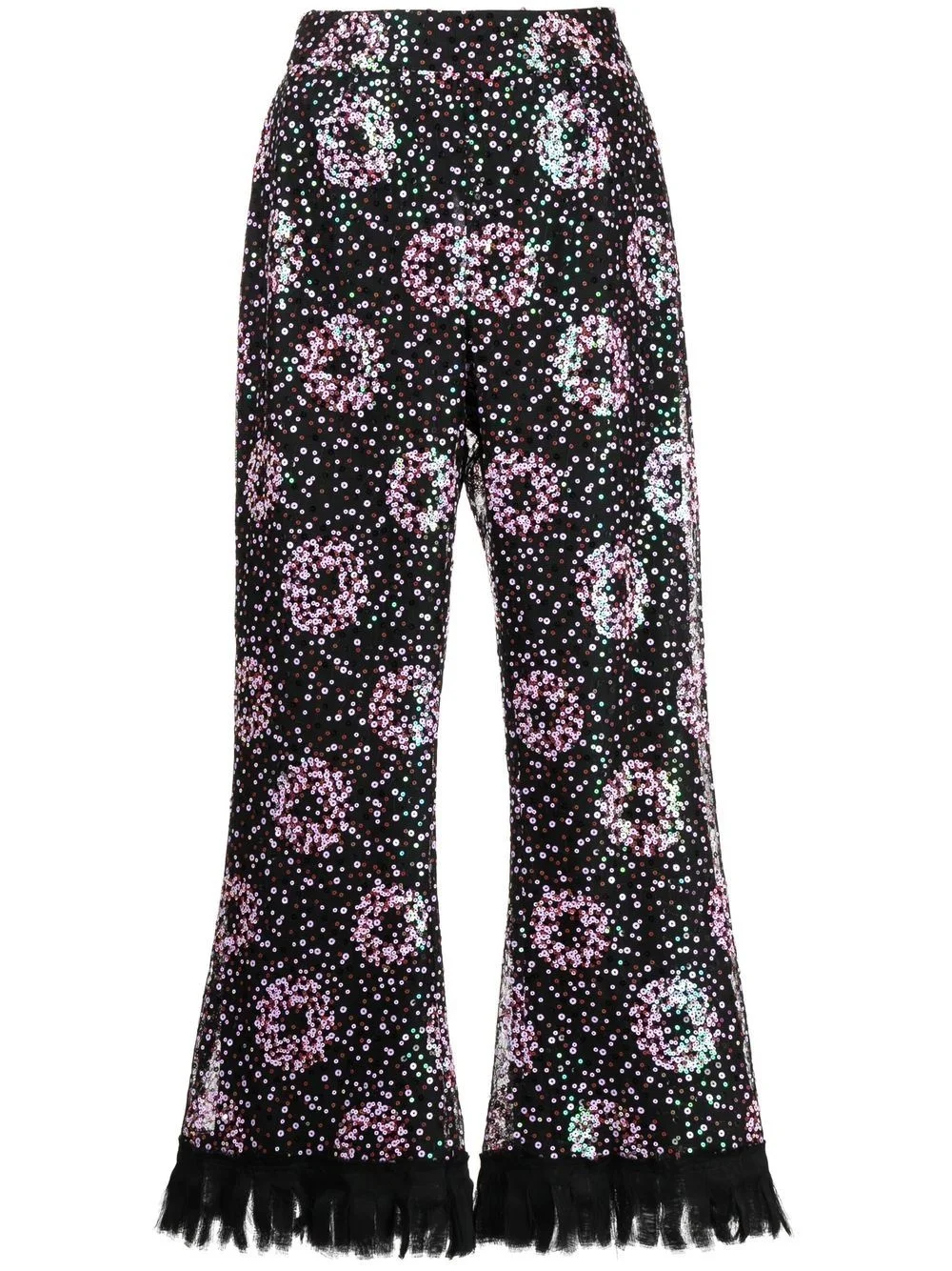 cropped sequin-embellished trousers - 1