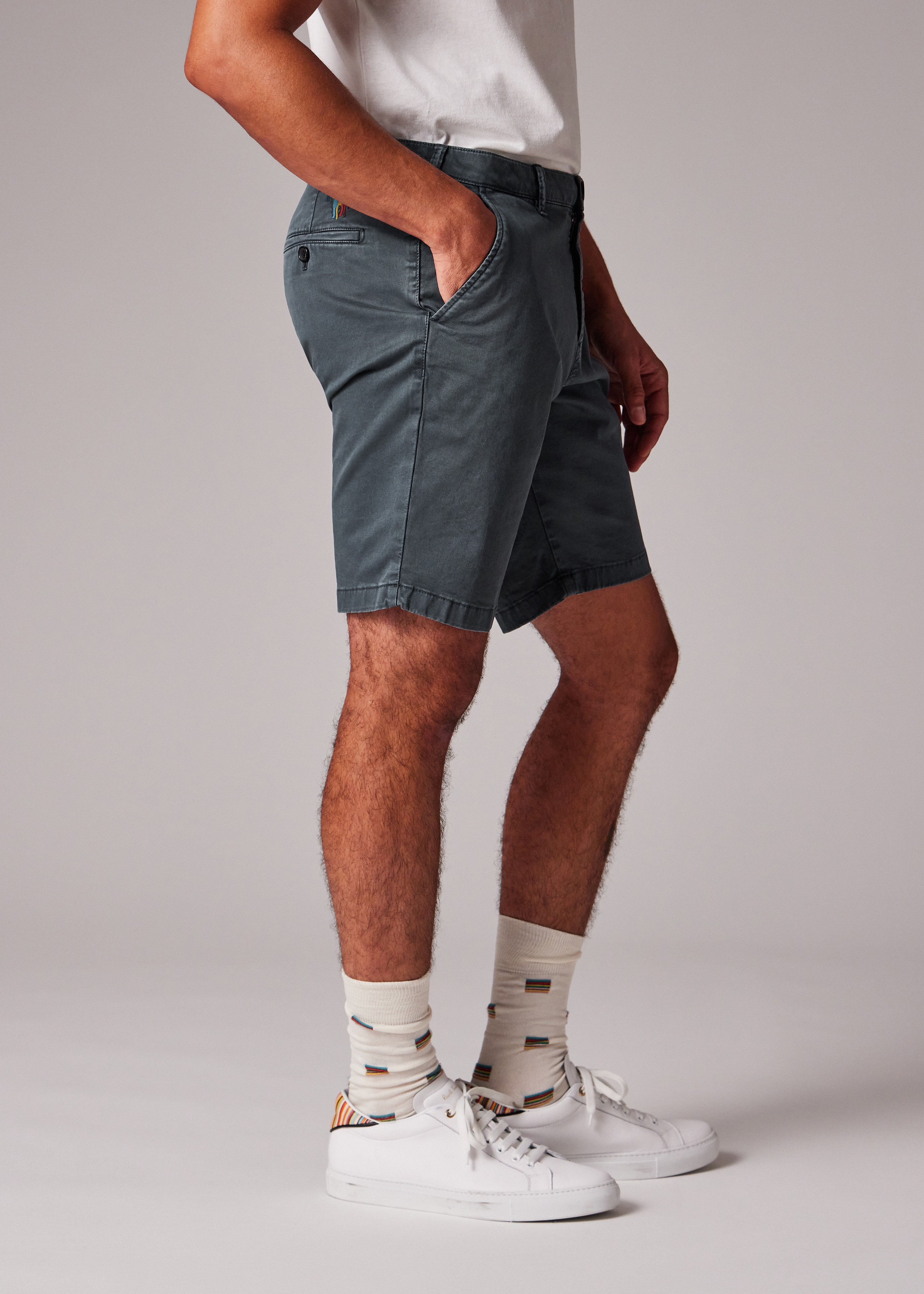 Anthracite Cotton-Twill 'Broad Stripe Zebra' Shorts - 5