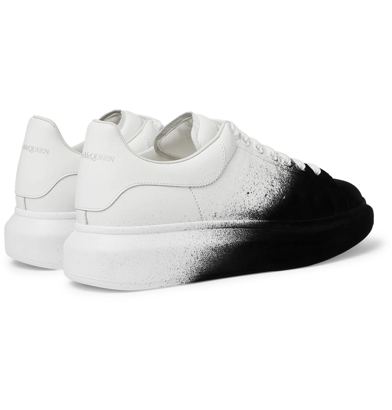 Exaggerated-Sole Leather and Velvet Sneakers - 6