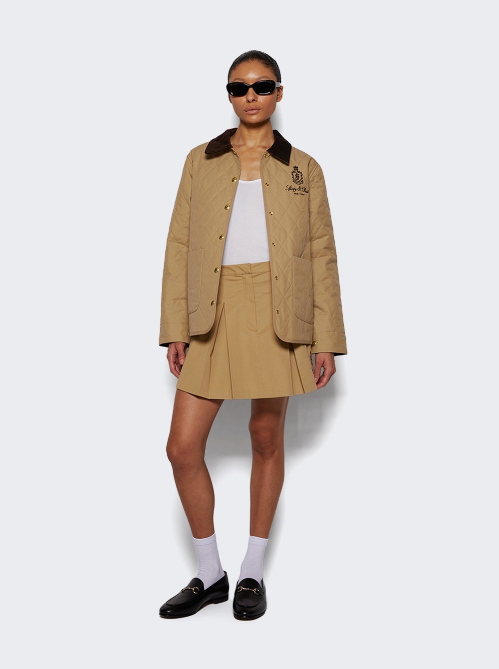 Sporty & Rich Women's Vendome Double Pleat Skirt in Beige