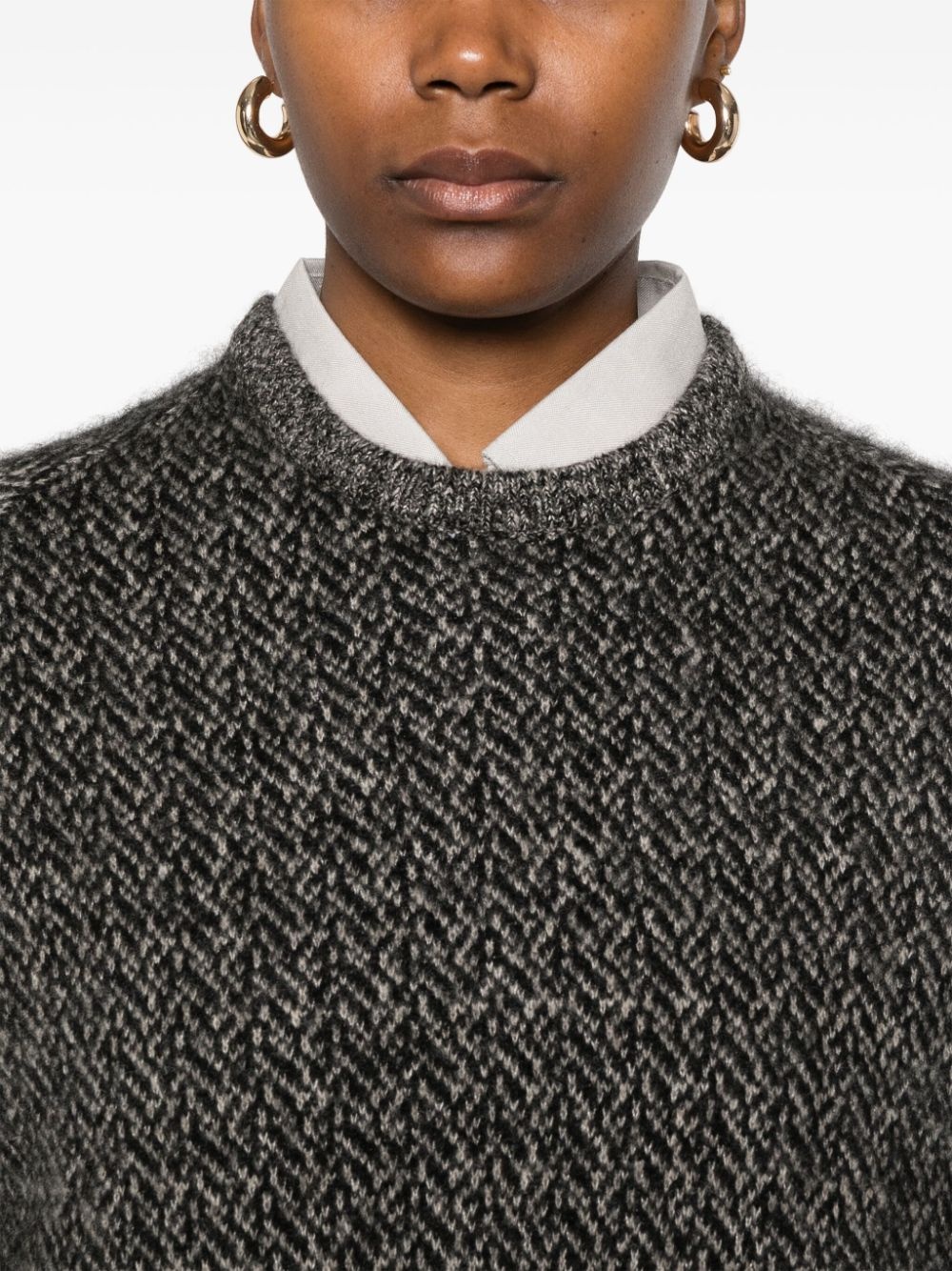 herringbone-pattern sweater - 5
