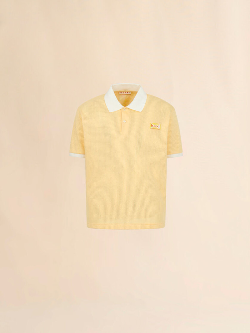 YELLOW INTERLOCK POLO SHIRT WITH JACQUARD MOTIF 1