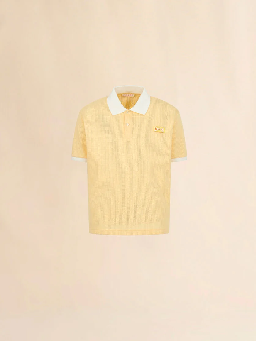 YELLOW INTERLOCK POLO SHIRT WITH JACQUARD MOTIF - 1