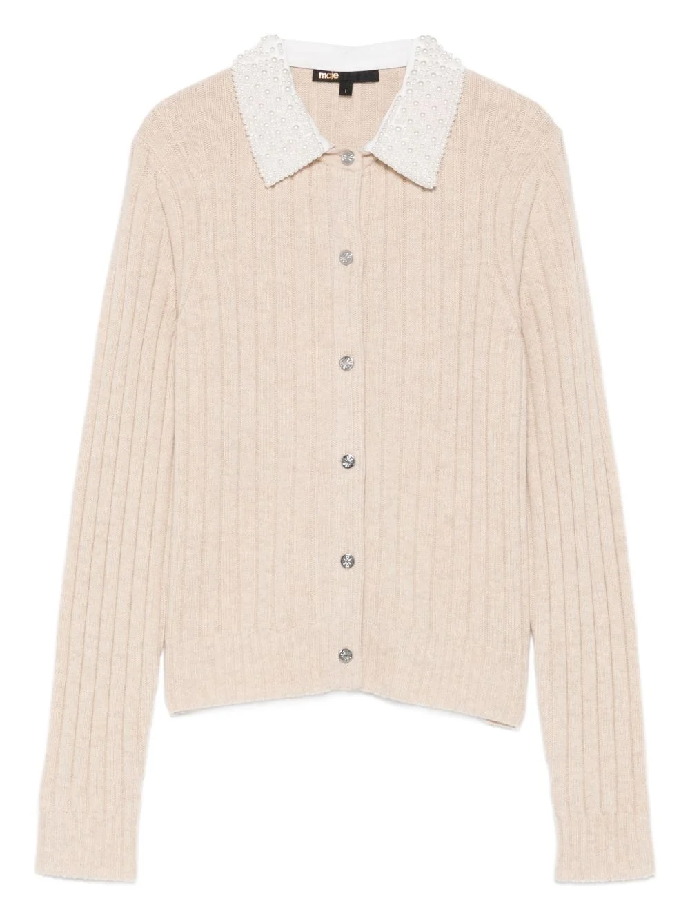 beaded-collar cardigan - 1