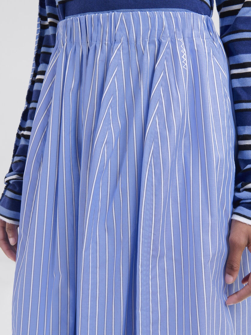 WIDE SKIRT IN STRIPED BLUE POPLIN - 4