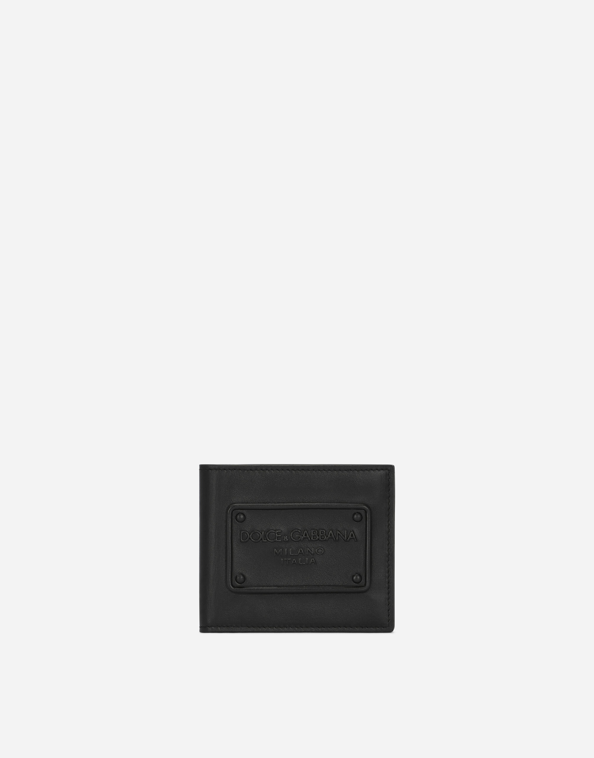 Calfskin bifold wallet with raised logo - 1