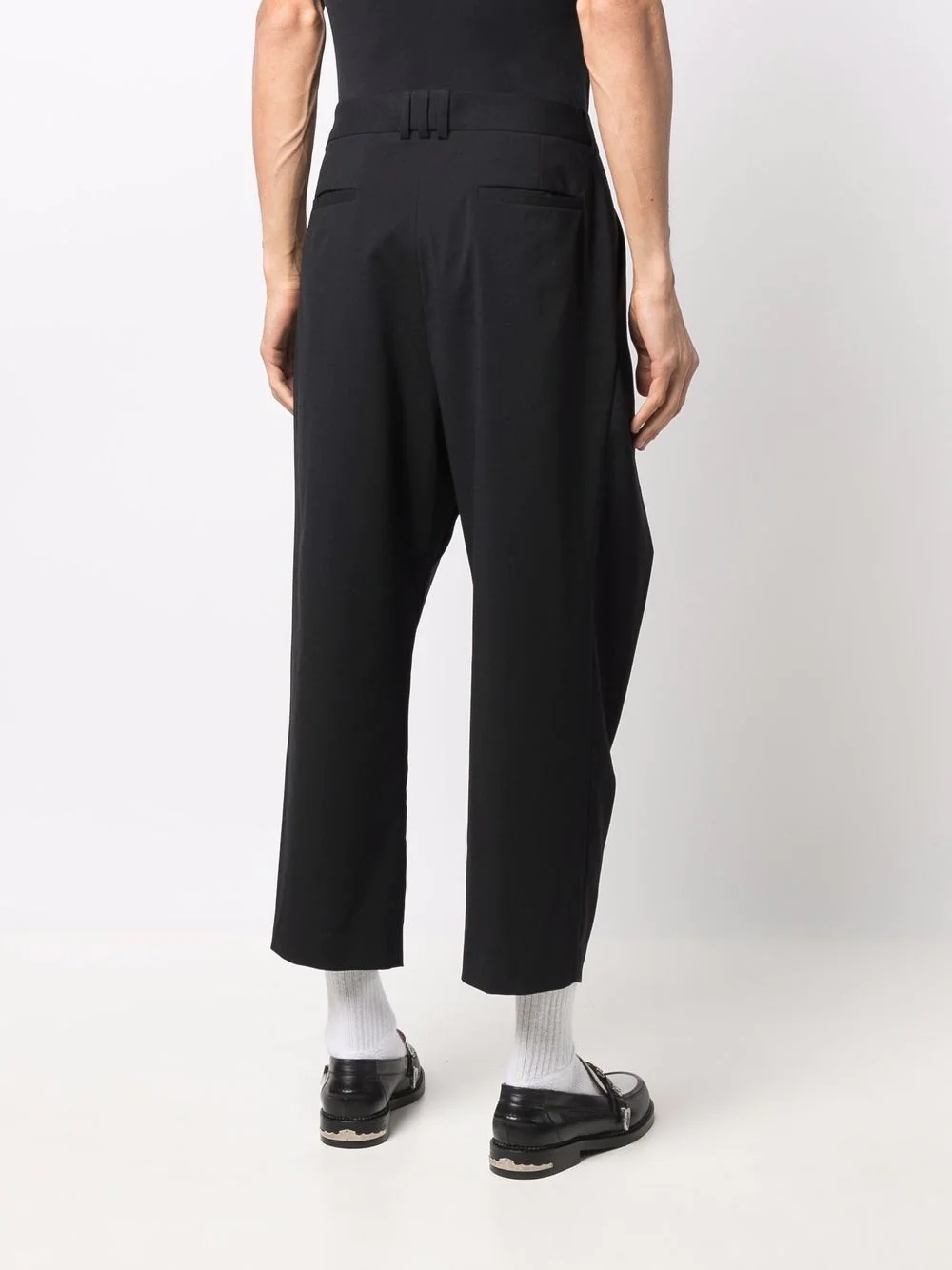 draped straight-leg cropped trousers - 4