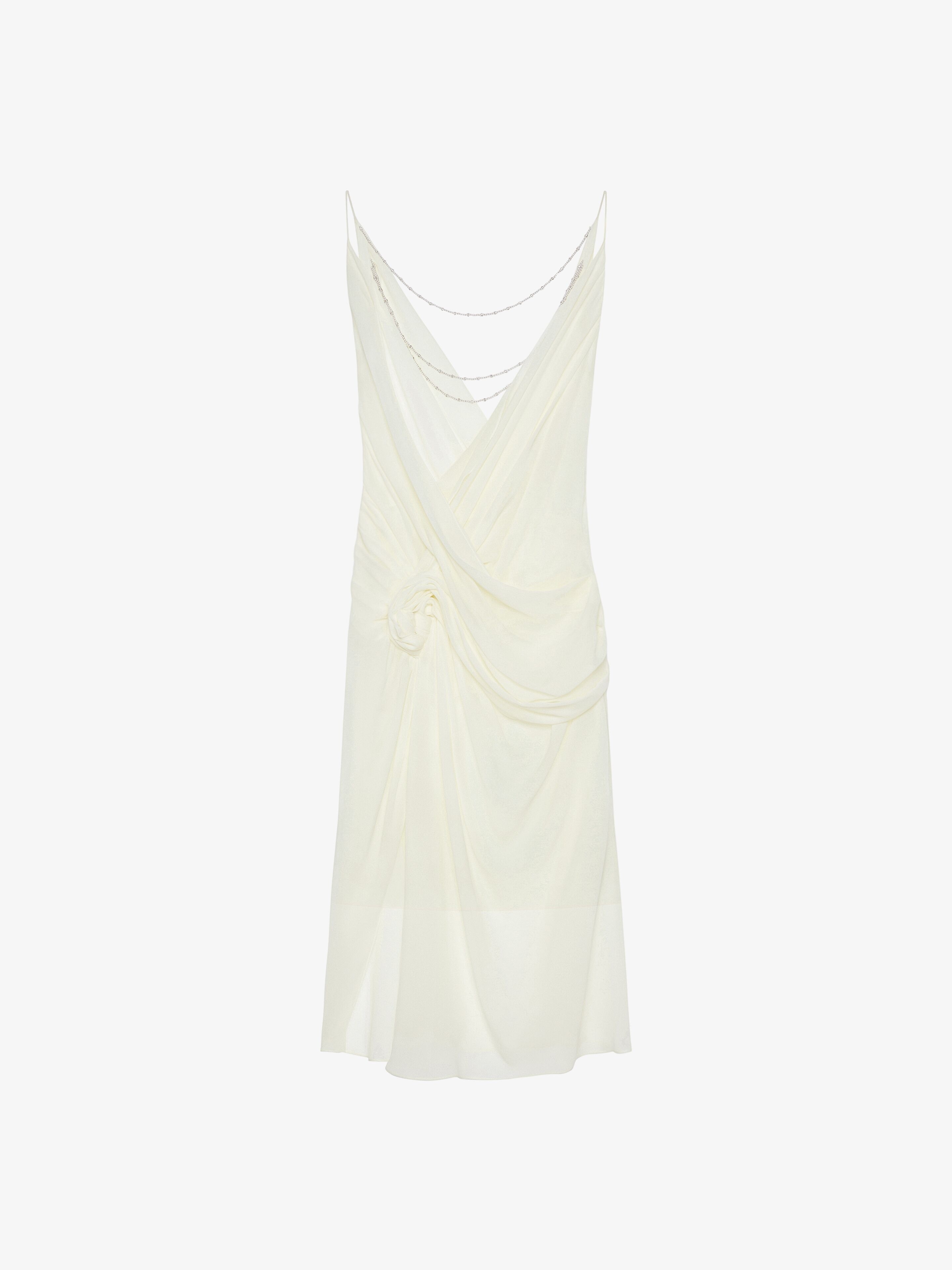 DRAPED DRESS IN SILK WITH PEARL CHAINS - 1