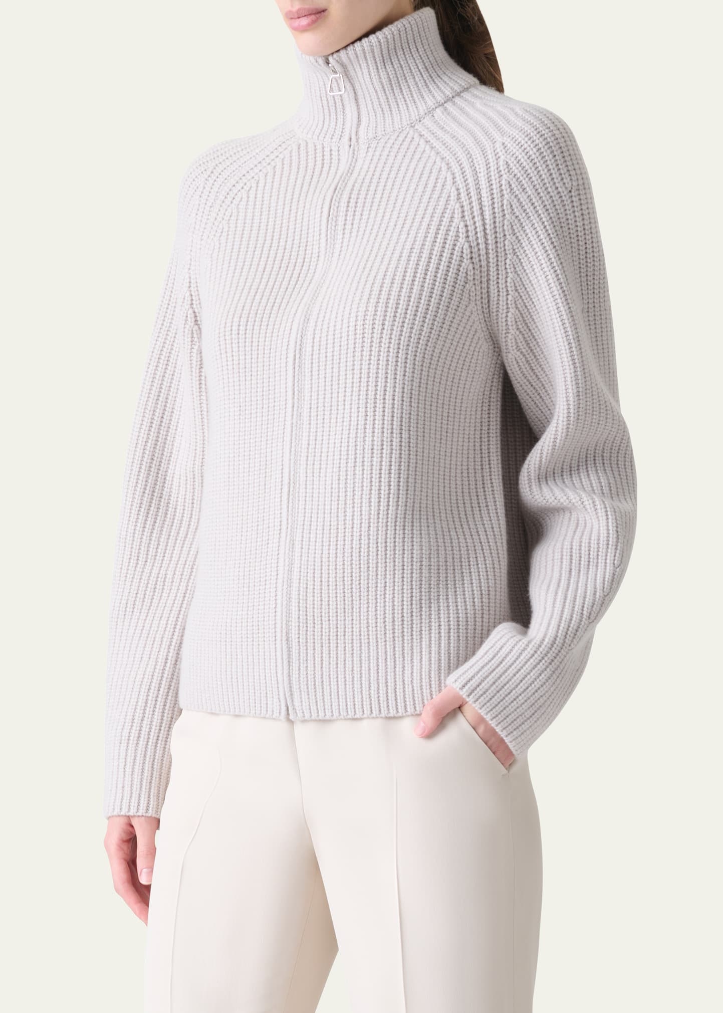 Zip-Front Cashmere Cardigan - 4