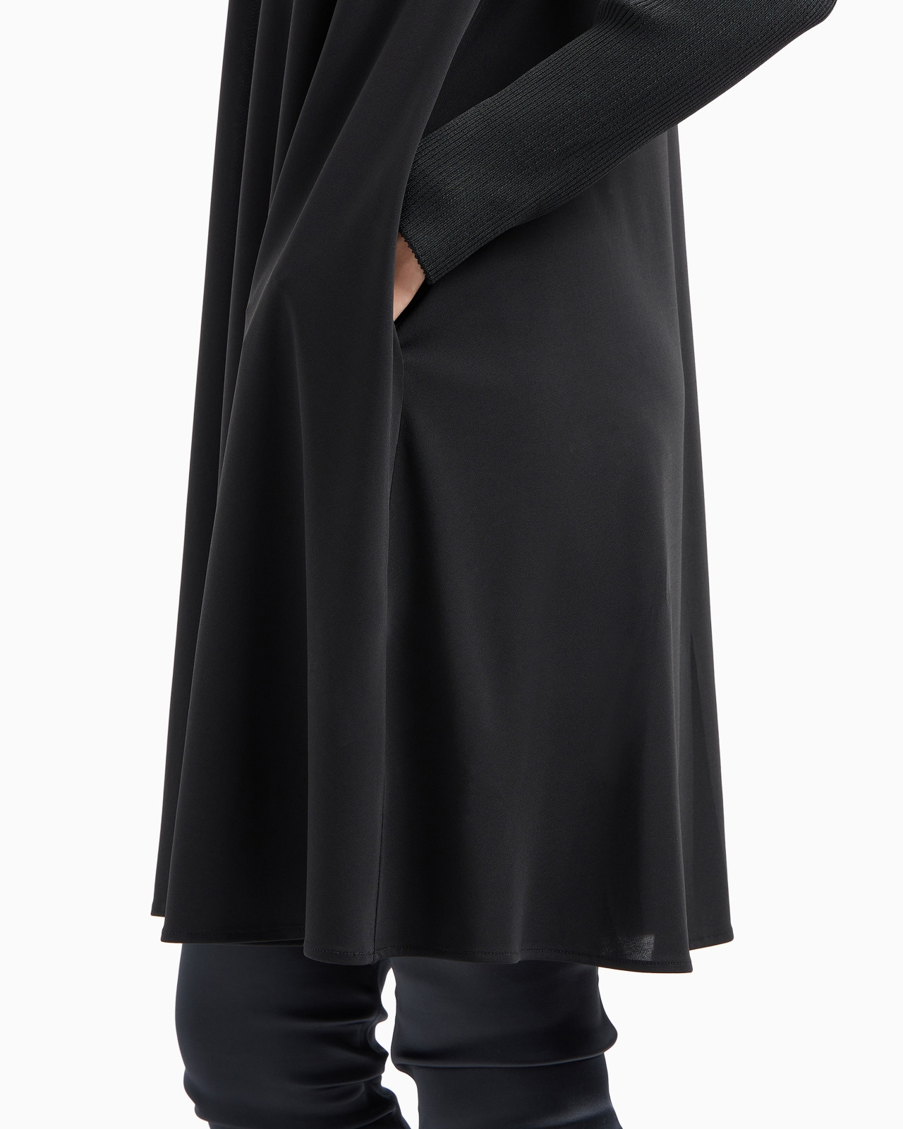 Viscose crêpe dress with rib-knit sleeves - 5