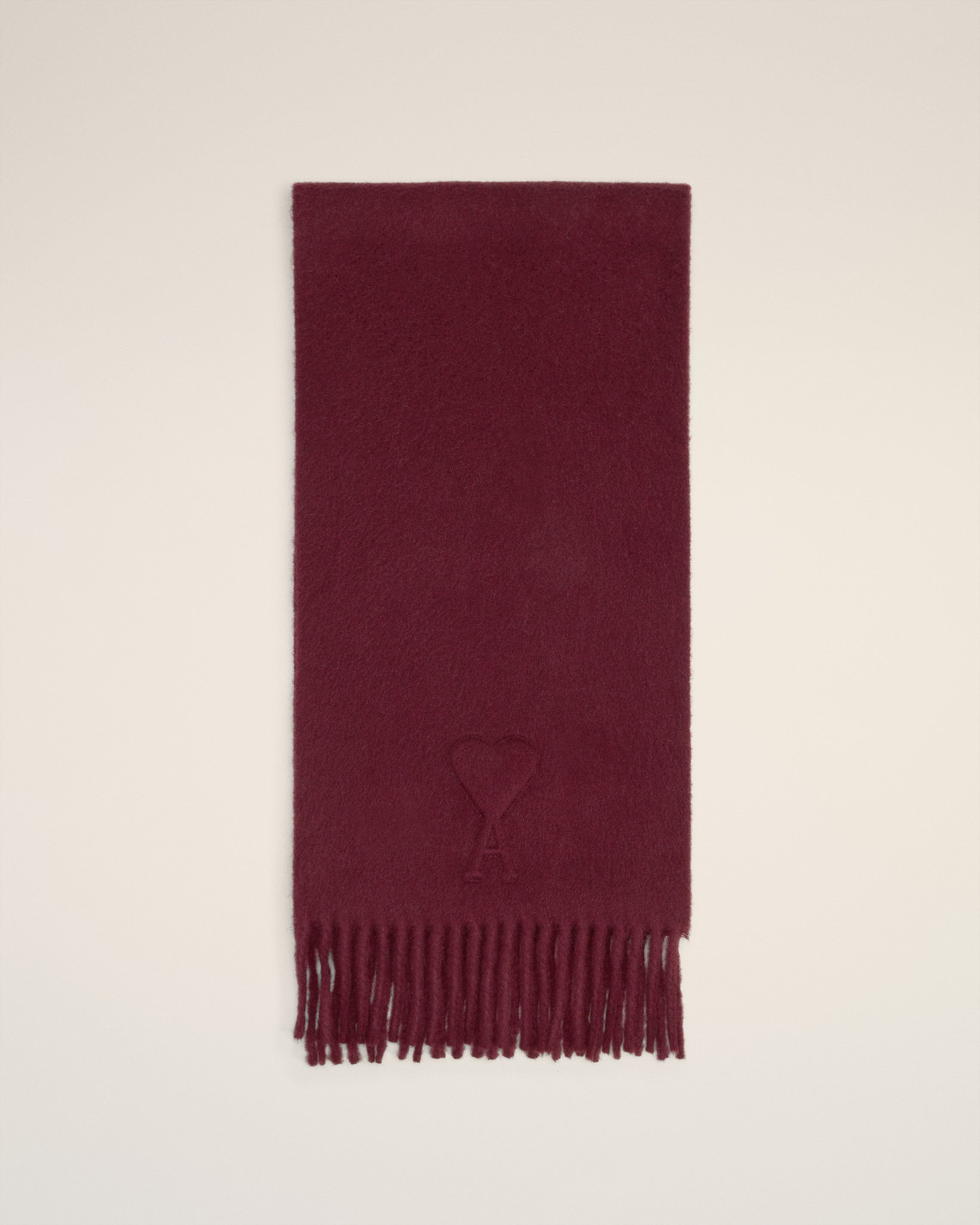 BURGUNDY  WOOL EMBOSSED AMI DE COEUR SCARF - 1