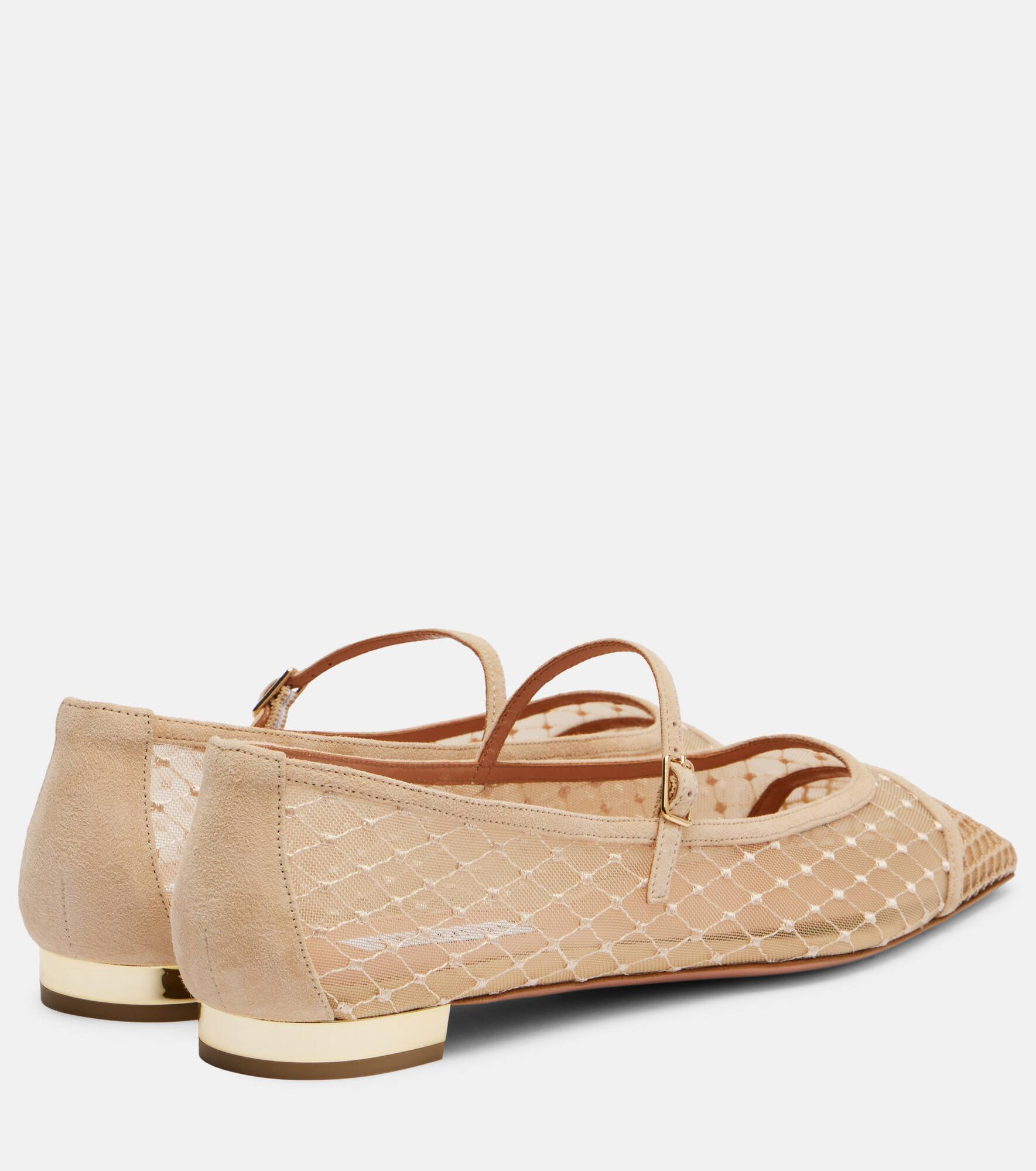 Juliette suede-trimmed Mary Jane flats - 2