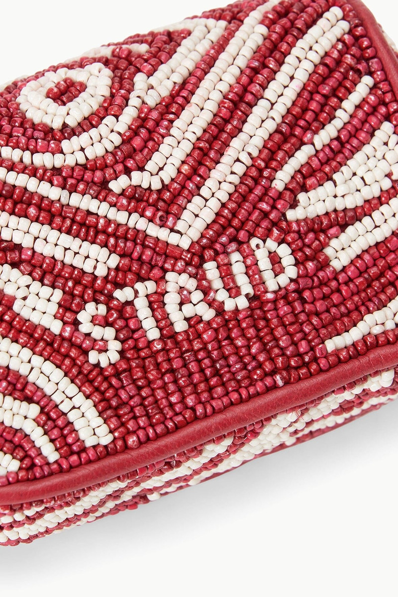 STAUD TOMMY TINY BEADED BAG SCARLET WHITE 6