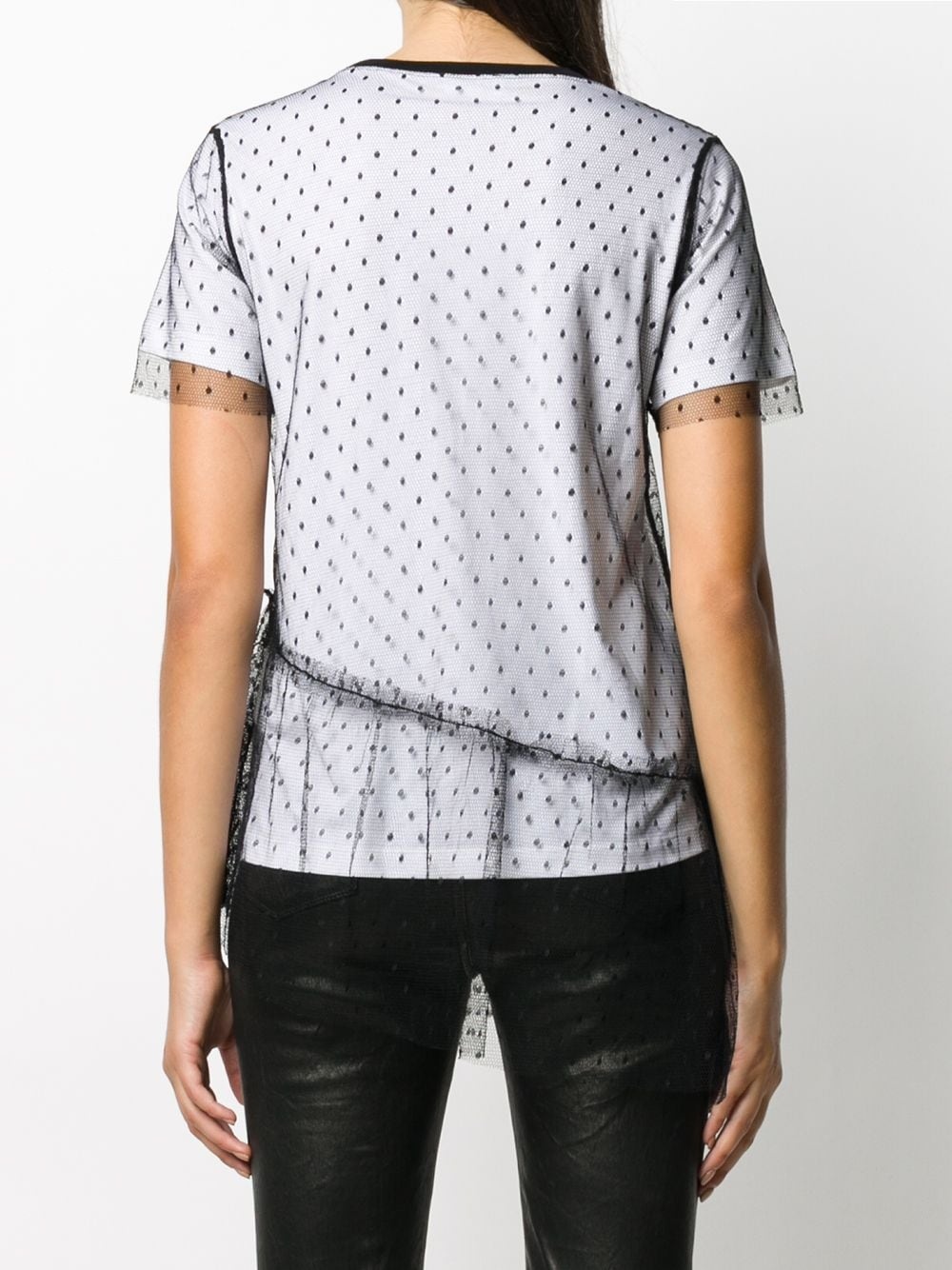 tulle overlay T-shirt - 4