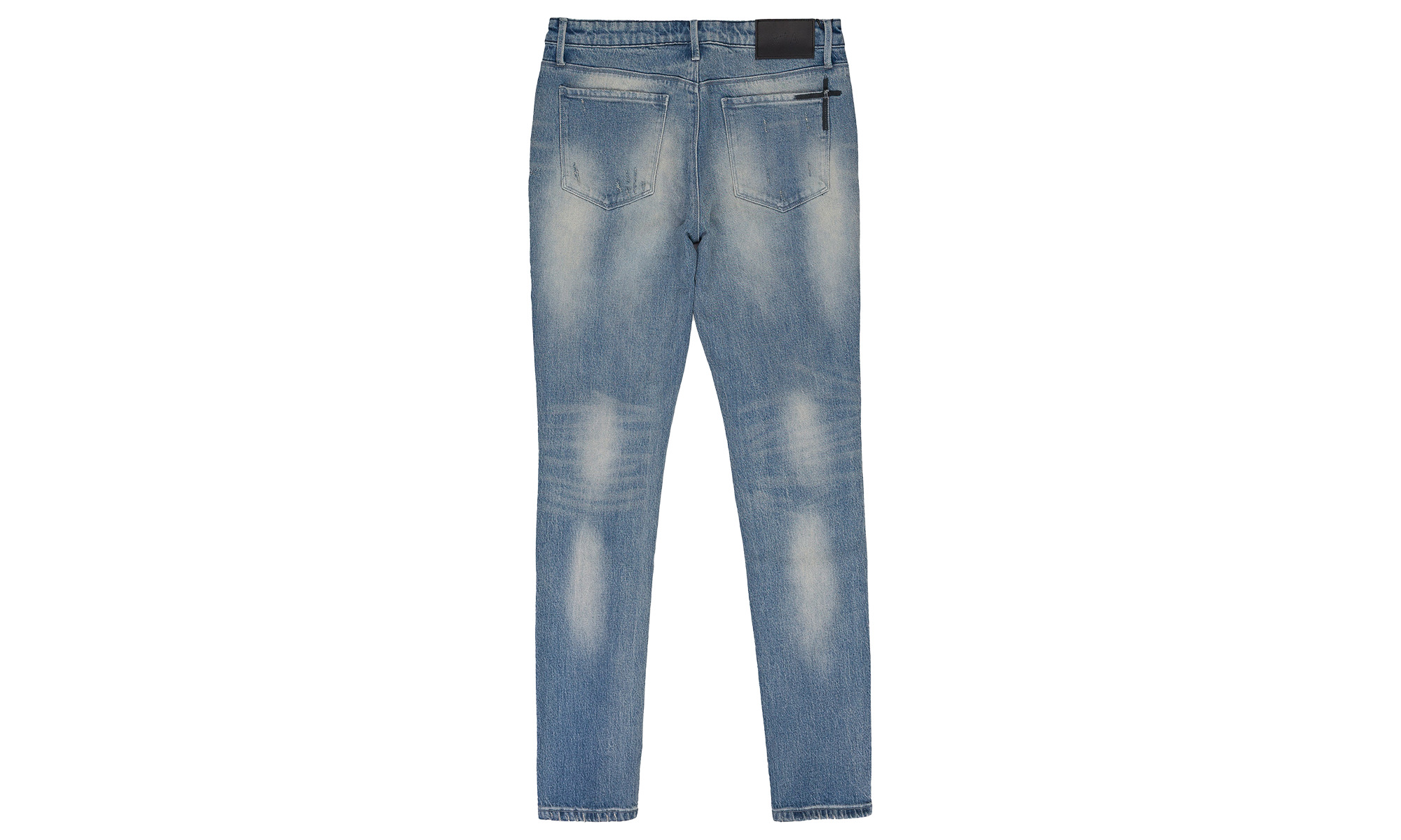 LIGHT WASH DISTRESSED SKINNY JEANS "Blue" - 2