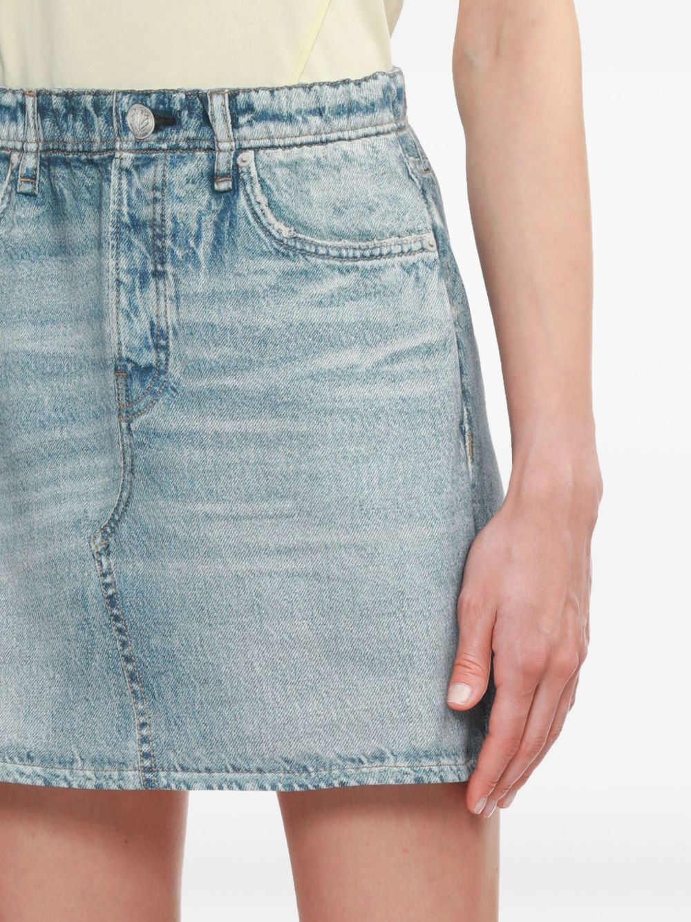 distressed denim mini skirt - 5