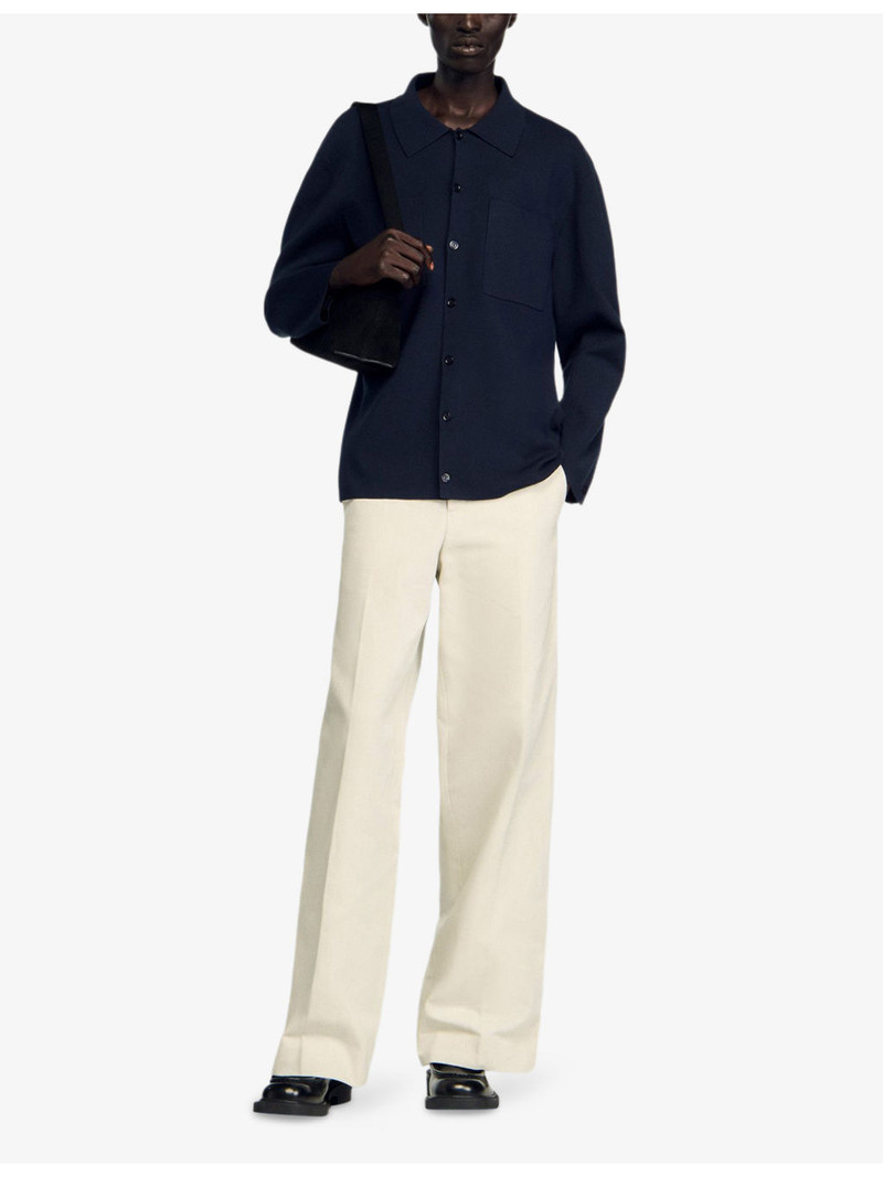 Sandro Long-Sleeved Chest-Pocket Stretch-Knit Jacket outlook