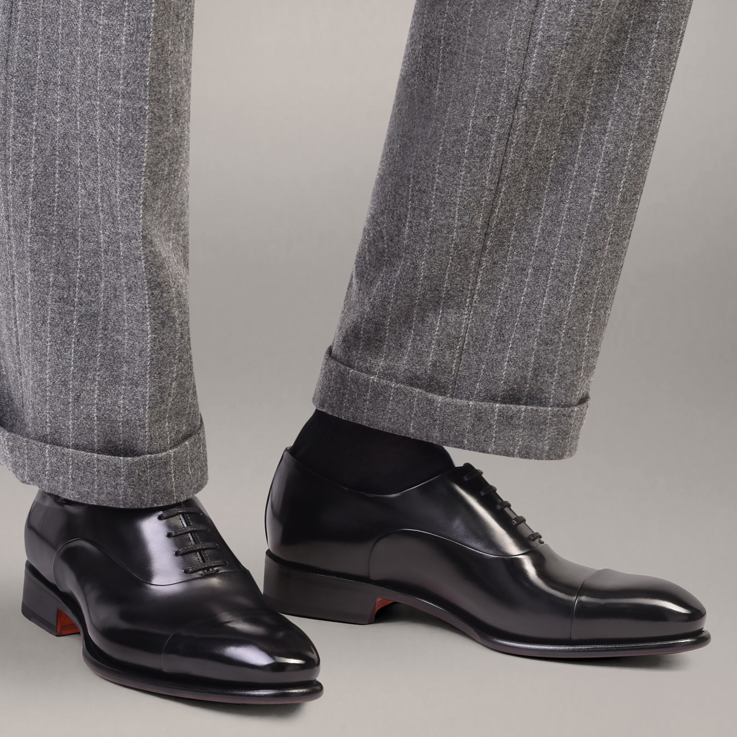 Men's polished black leather Oxford shoe - 2