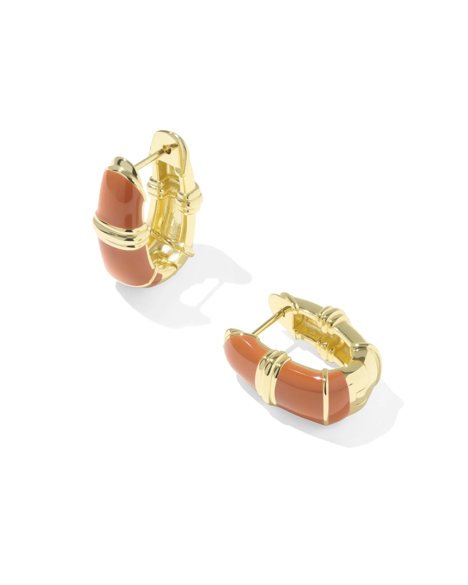 Courtney Gold Enamel Huggie Earrings - 1