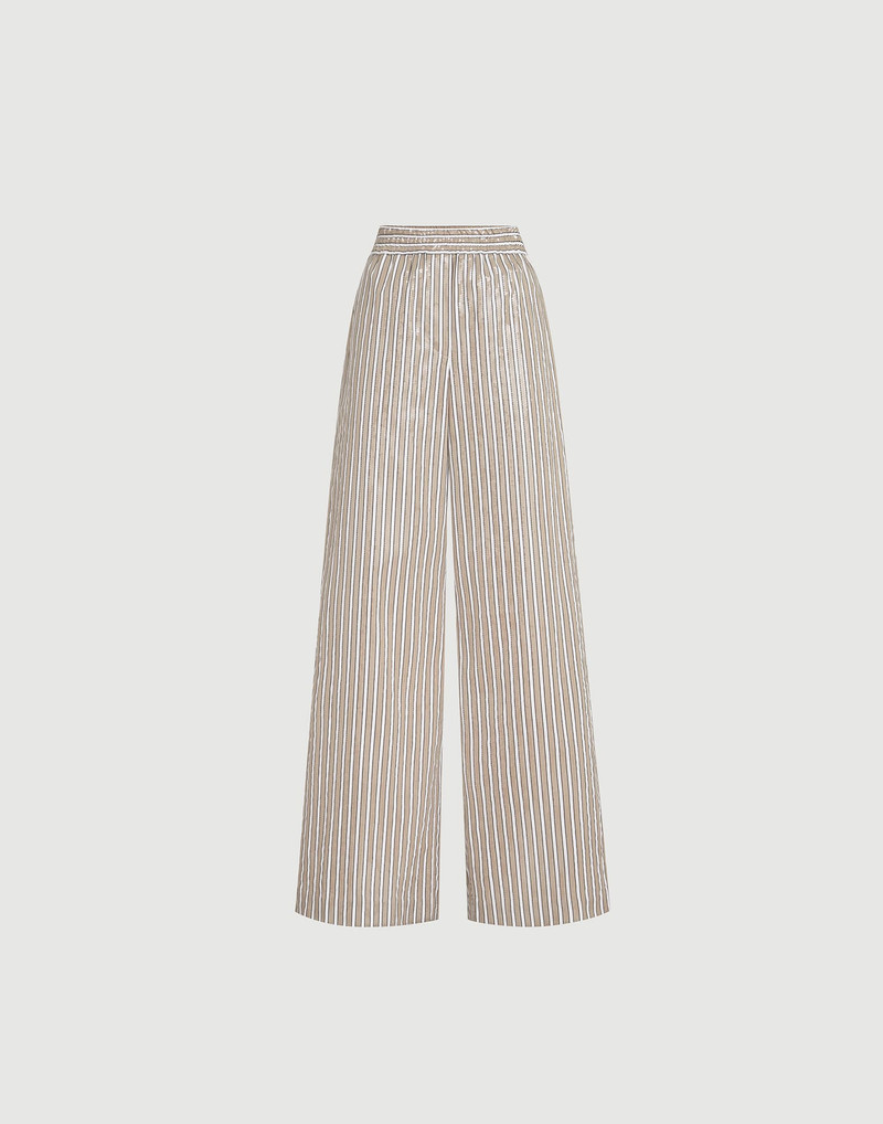 Dazzling stripes pyjama-style trousers in cotton poplin 1