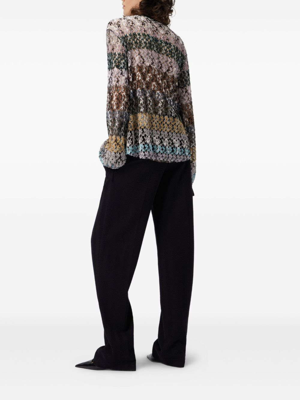 floral-lace long-sleeve top - 3