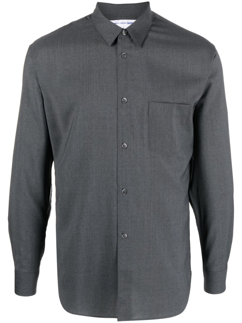 spread-collar wool shirt - 1