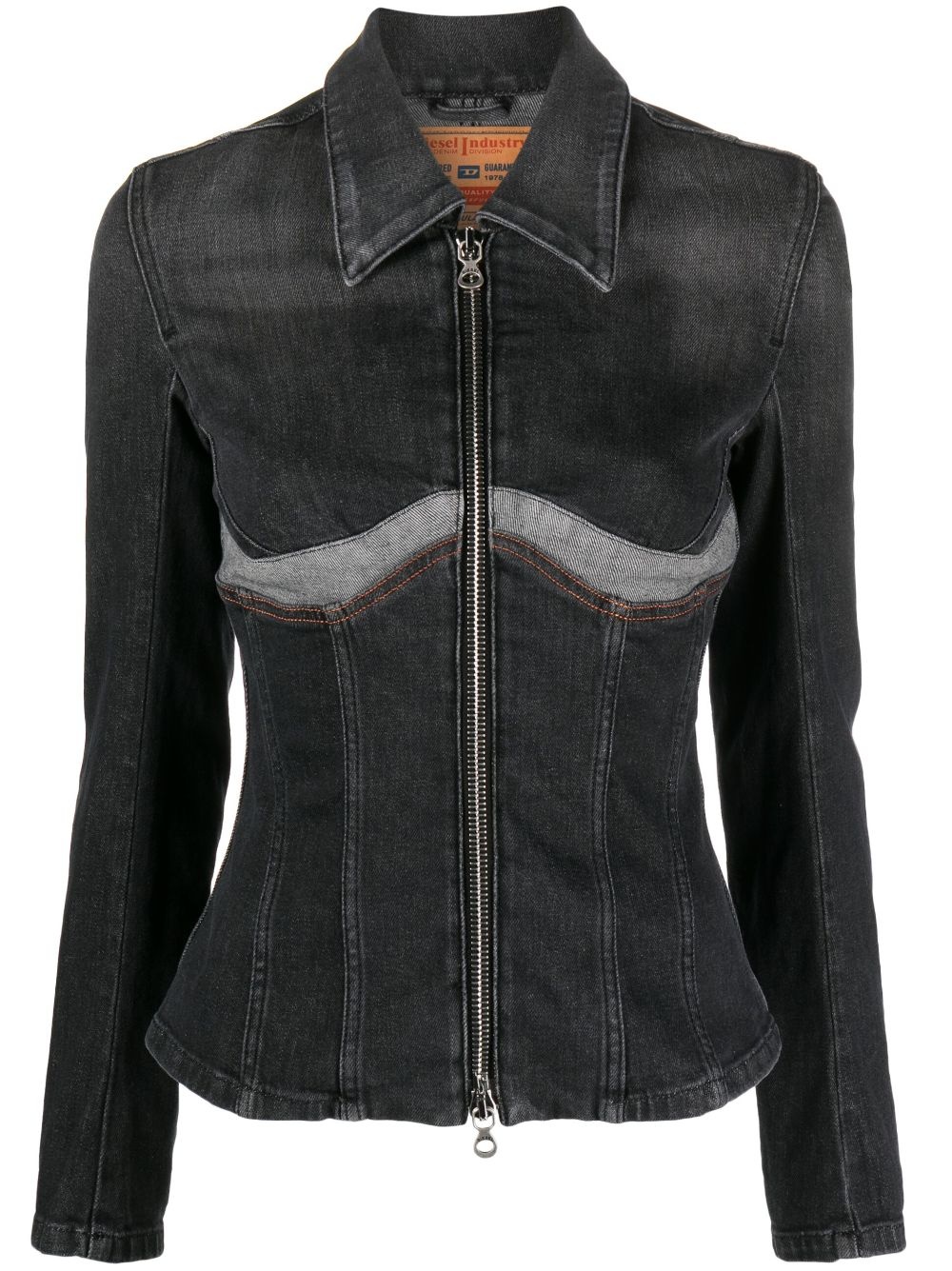 Diesel contrast-stitching cropped jacket - Grey