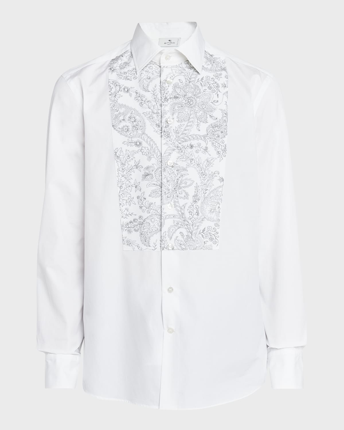 Men's Paisley Embroidered Bib Dress Shirt - 1