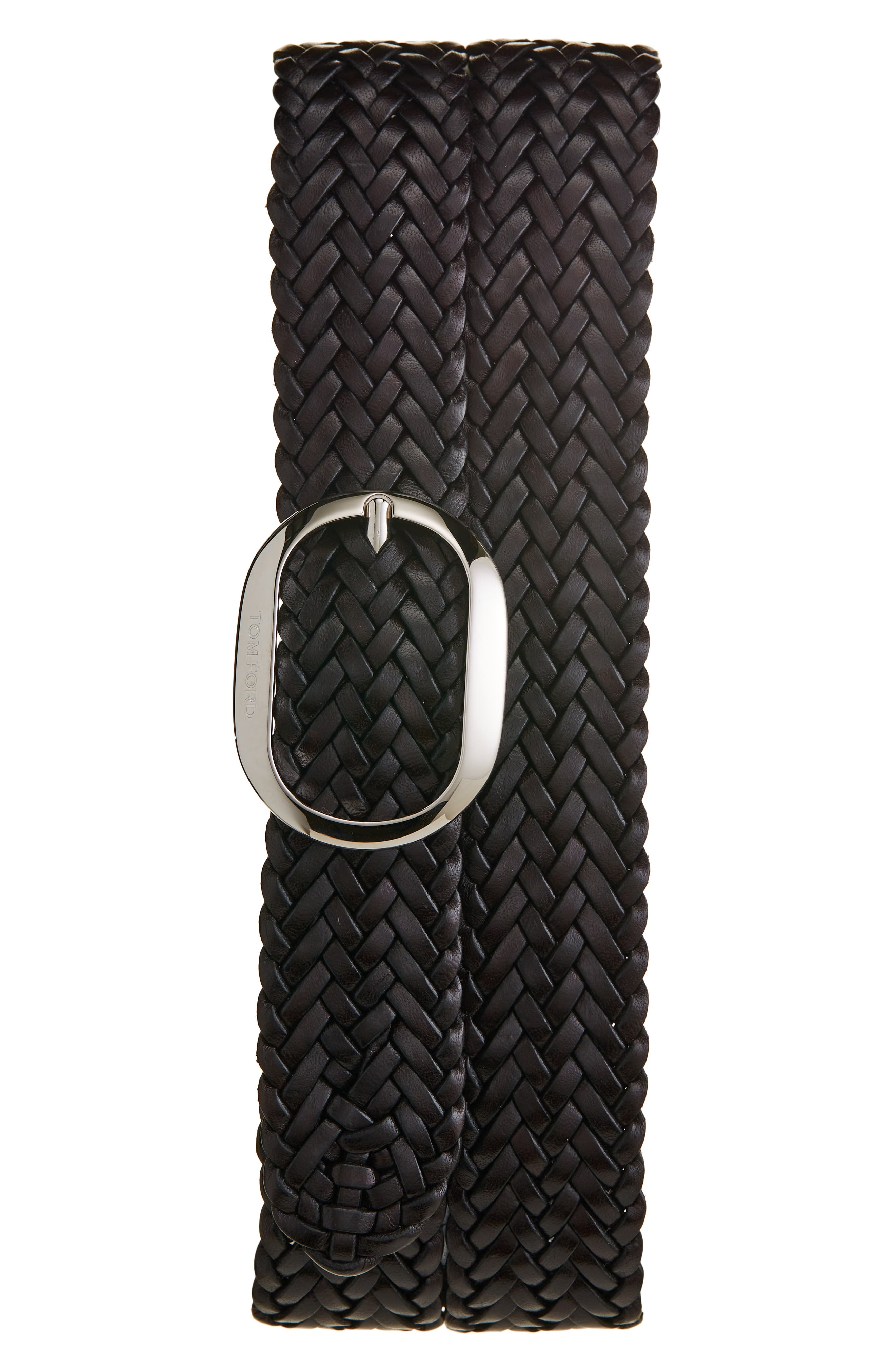 Oval Buckle Woven Belt - 1