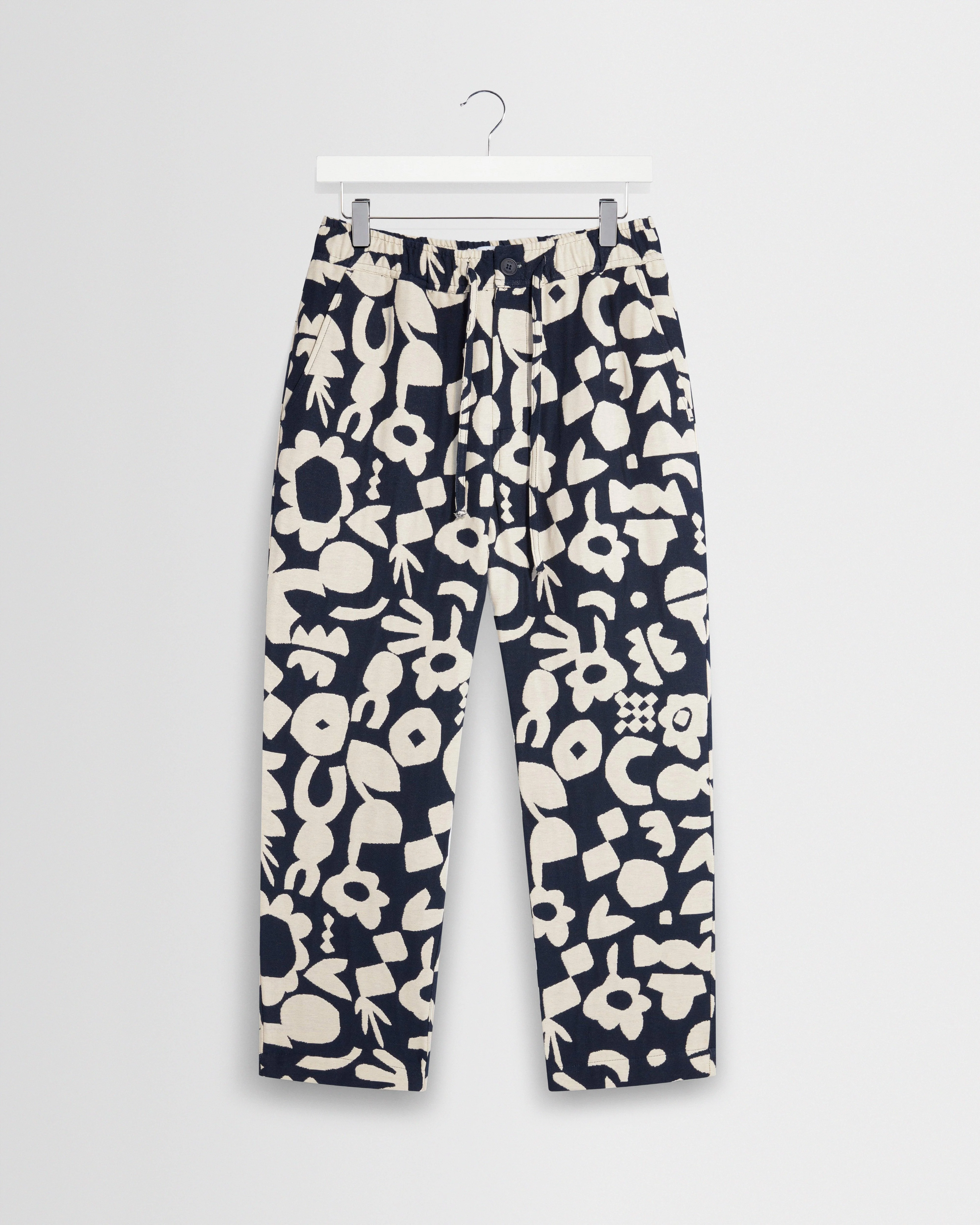 Kurt - Navy And Ecru Spin Jacquard Trousers - 1