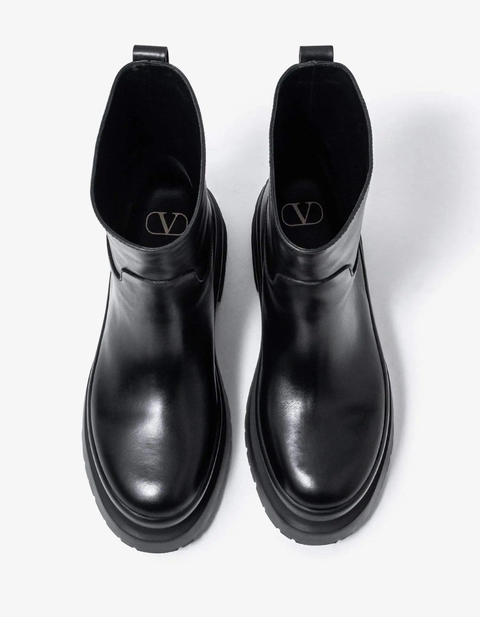 Valentino Black Roman Stud Leather Chelsea Boots - 4