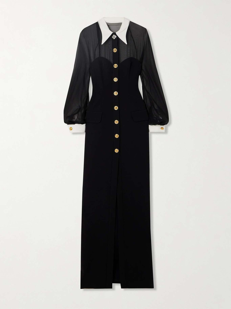 Silk-chiffon and cady shirt dress - 1