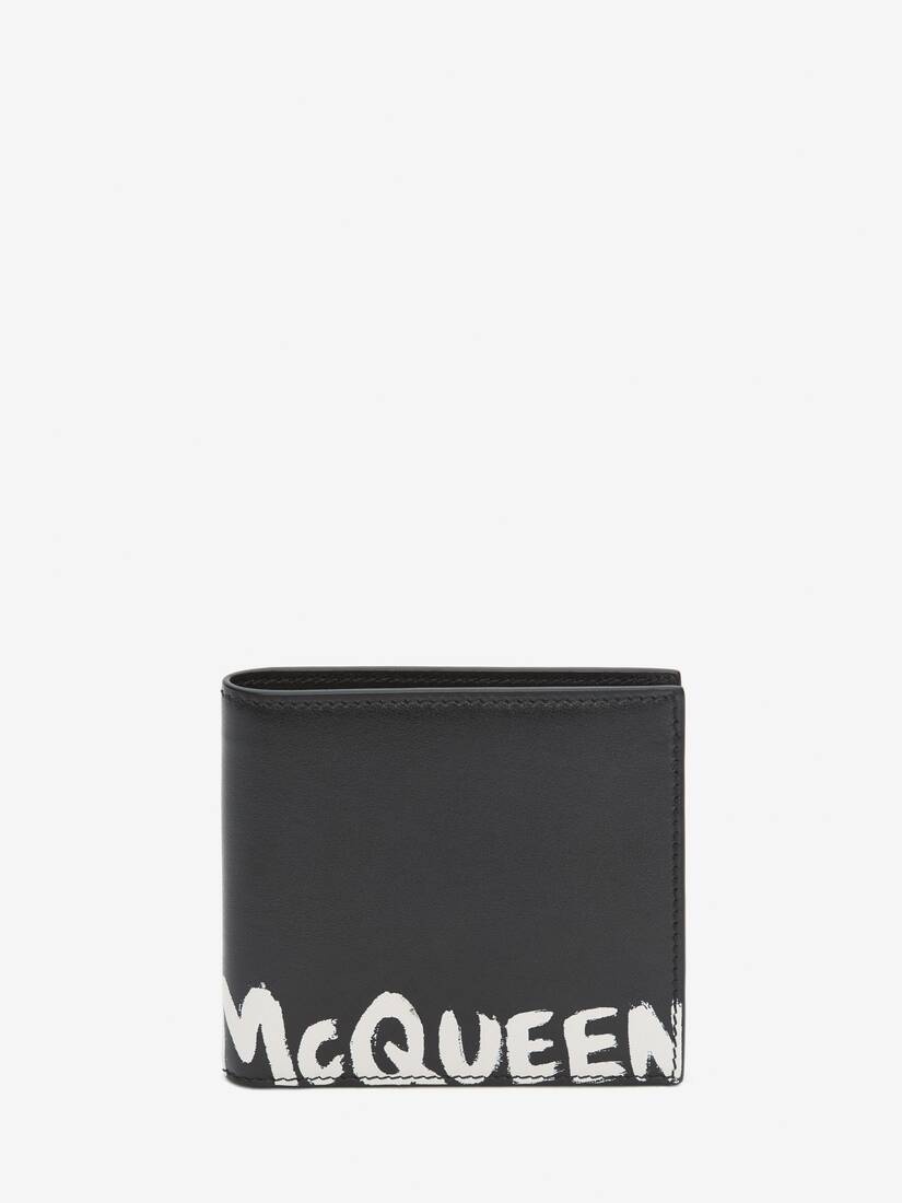 Men's McQueen Graffiti Billfold Wallet in Black/white - 1