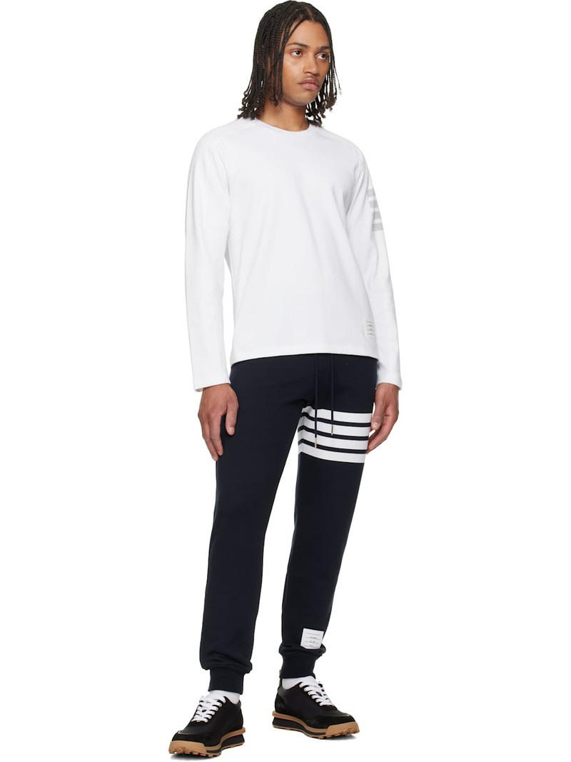 Thom Browne White Milano Cotton 4-Bar T-shirt outlook