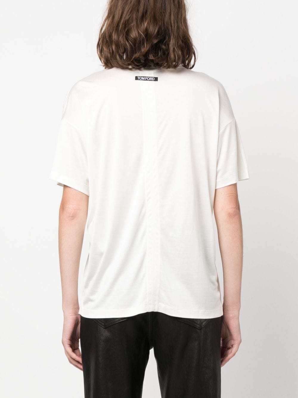 logo-print silk T-shirt - 4