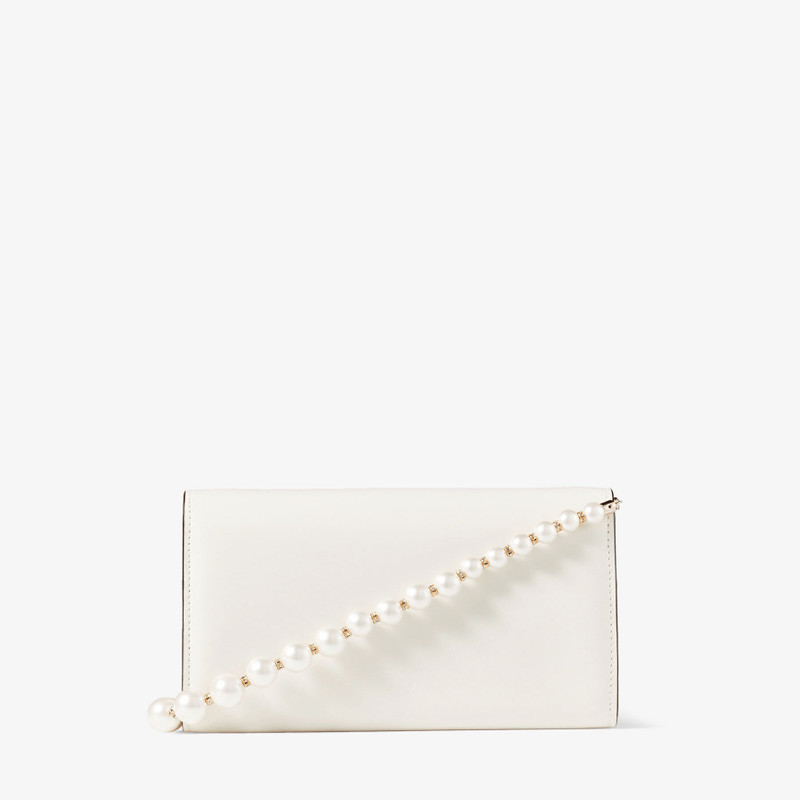 Avenue Wallet W/Chain
Latte Leather Wallet with Pearl Strap 6