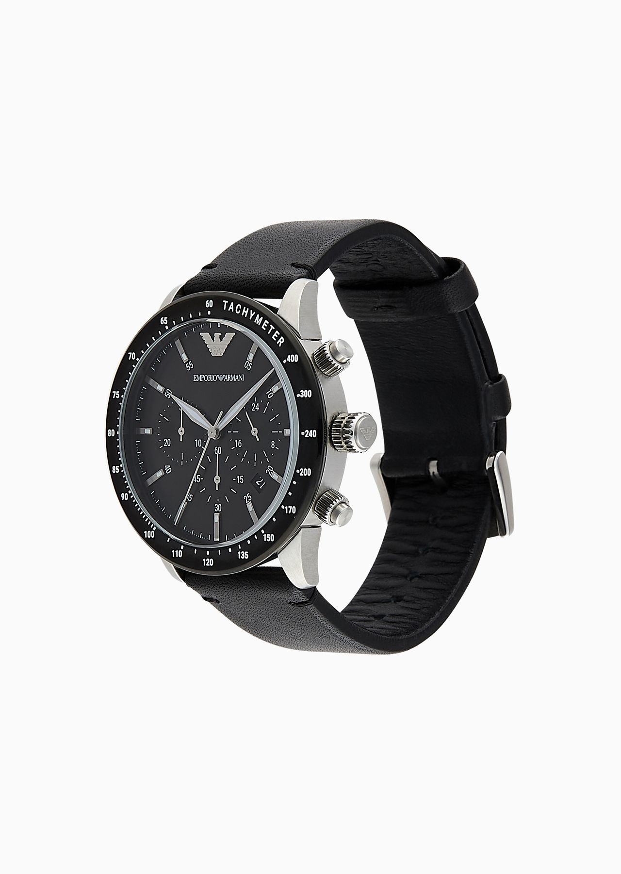 Men's Chronograph Black Leather Watch - 2