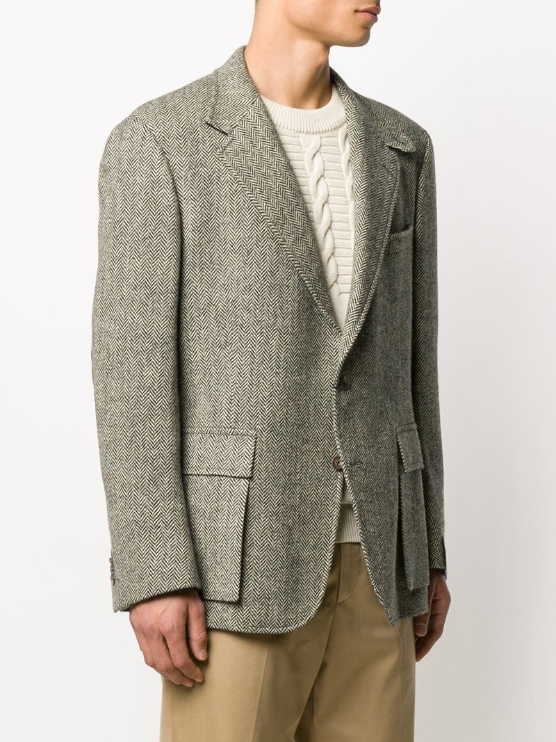 herringbone single-breasted blazer 3