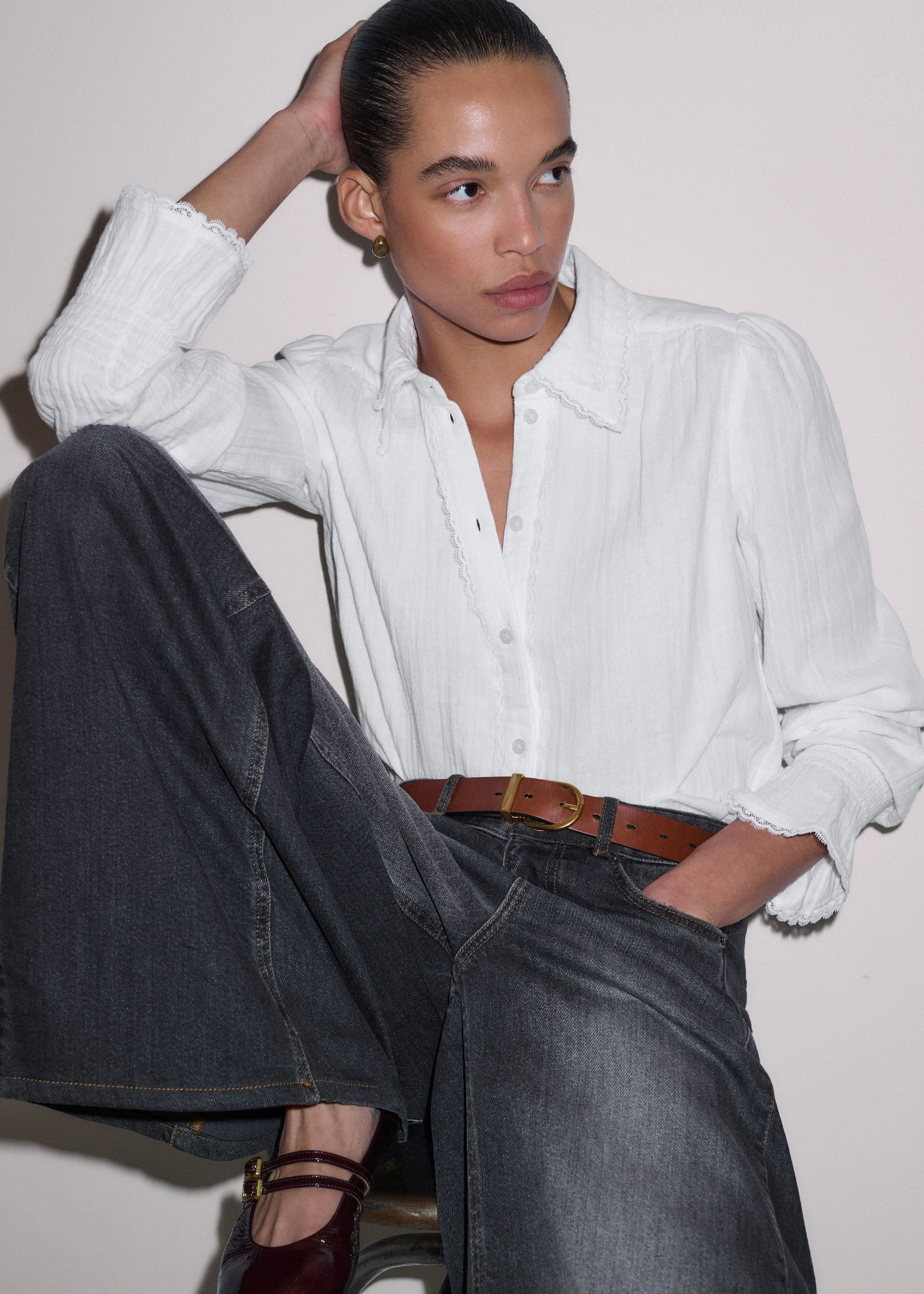 Lace Trim Blouse - 1
